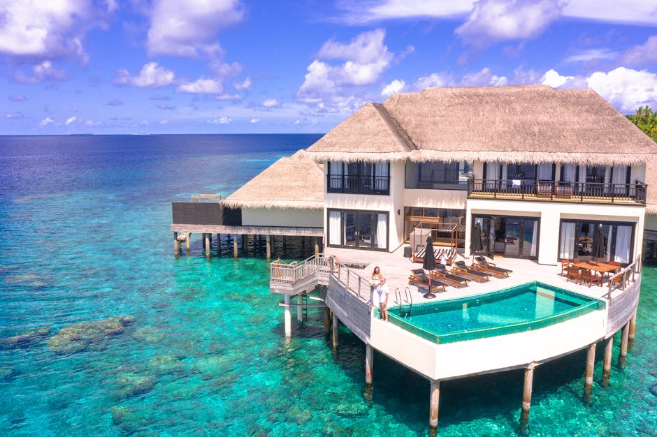 Maldives Coral Villas With Floating Benches and Glass Roofs