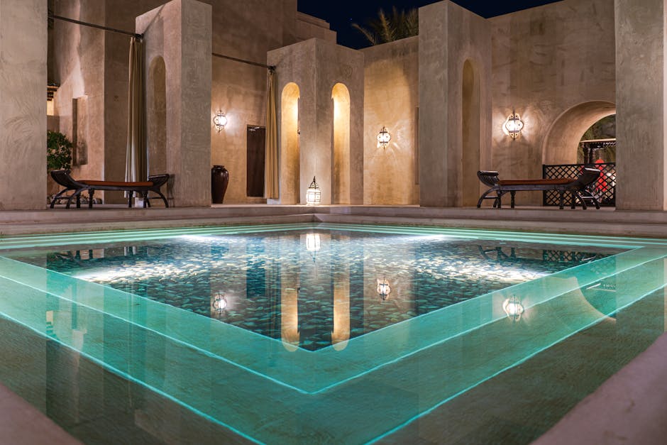 Dubai Desert Hotels With Lantern Ceilings and Sandstone Pools