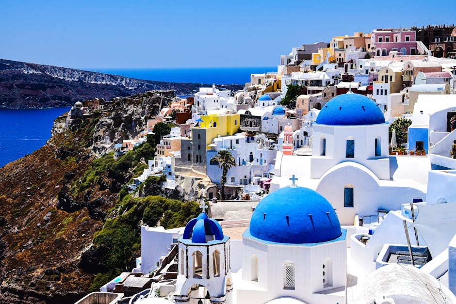 Santorini Cliffside Hotels With Dome Paths and Ocean Floors